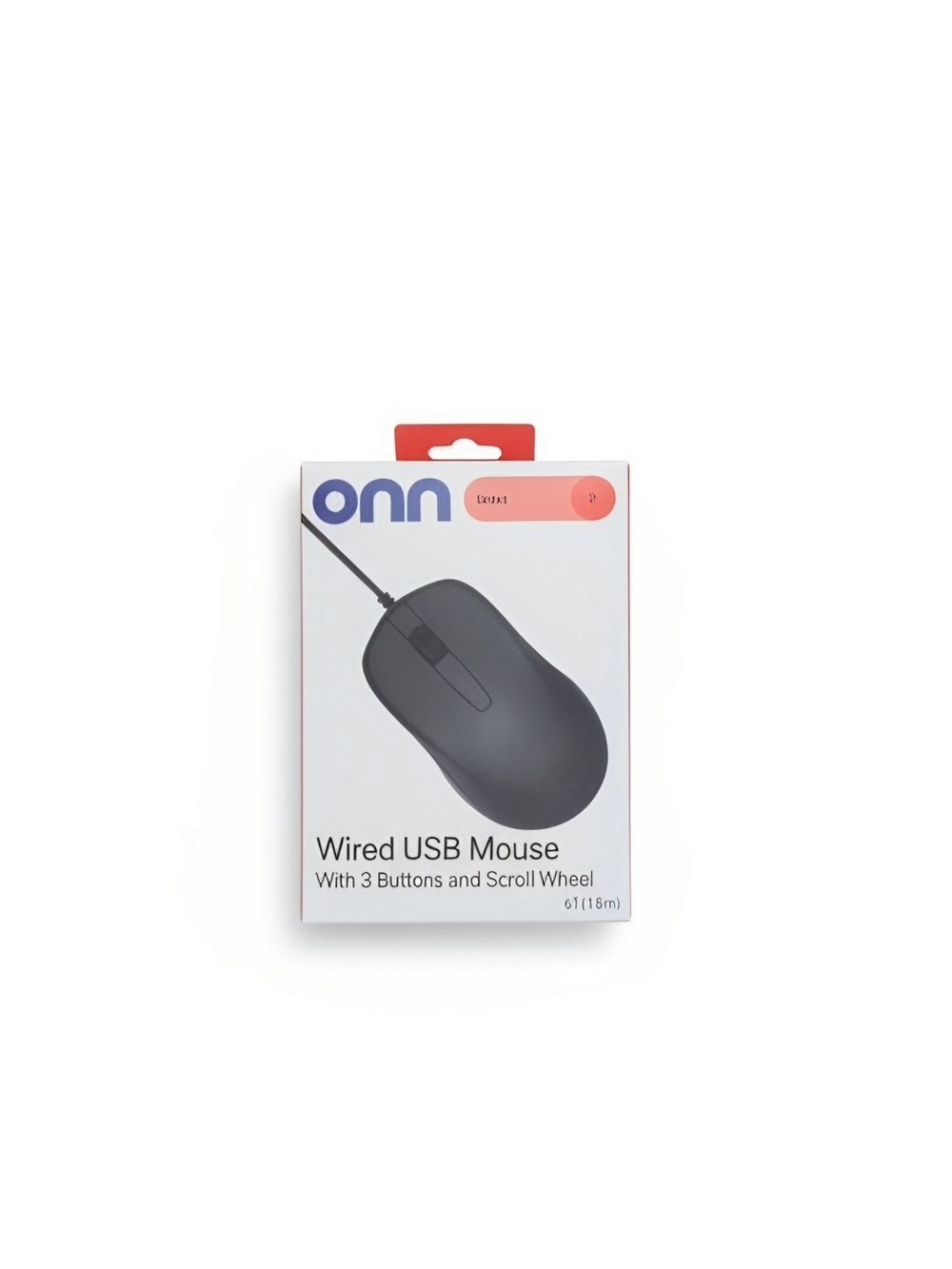 Onn Black Wired USB Mouse - 3-Button Scroll Wheel